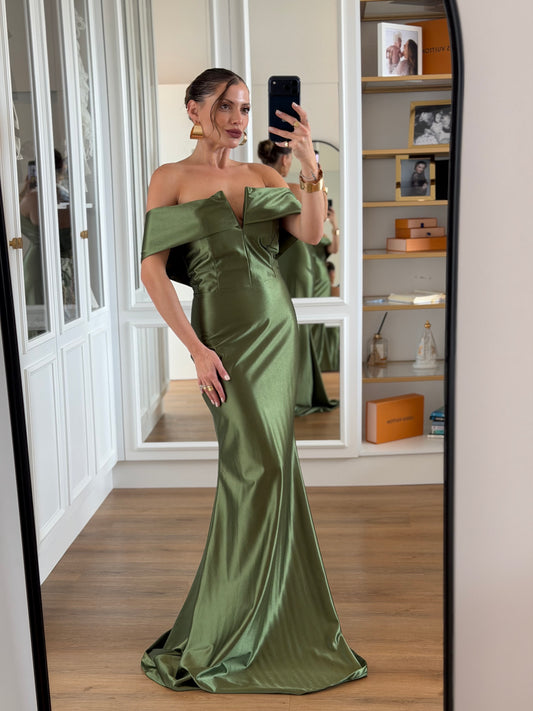 Vestido Longo Tecido Acetinado