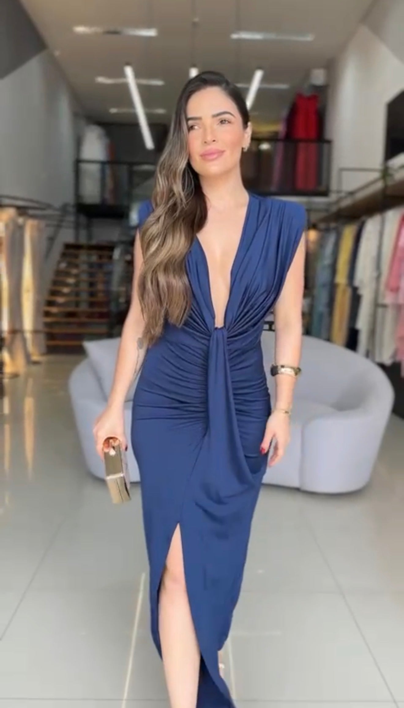 Vestdo midi Drapeado