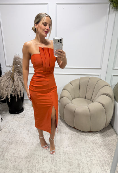 Vestido midi justo Flores