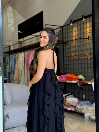 Vestido longo Babados