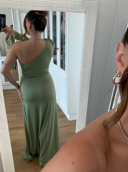 Vestido Karina Um Ombro Só com Manga longa