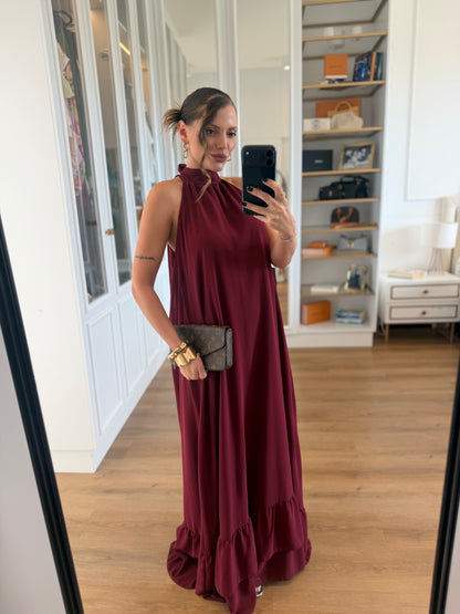 Vestido Sofia Frente Única com Babado na Barra