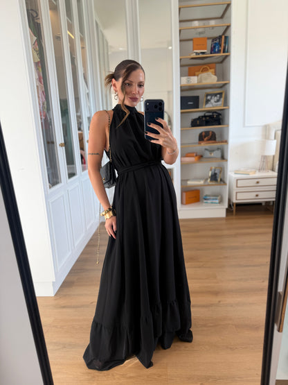 Vestido Sofia Frente Única com Babado na Barra
