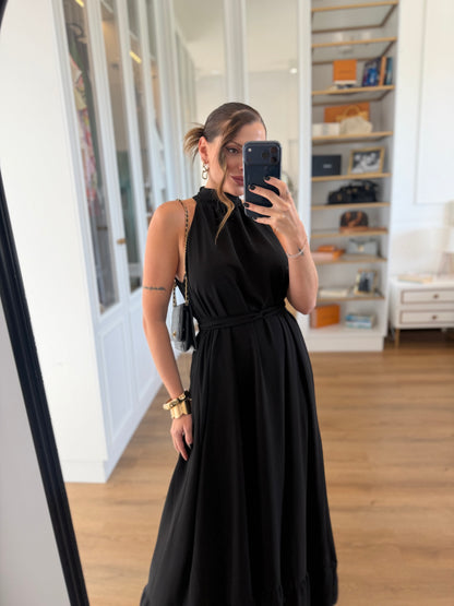 Vestido Sofia Frente Única com Babado na Barra