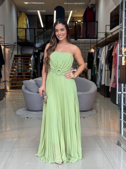 Vestido Longo Tomara que Caia Plissado