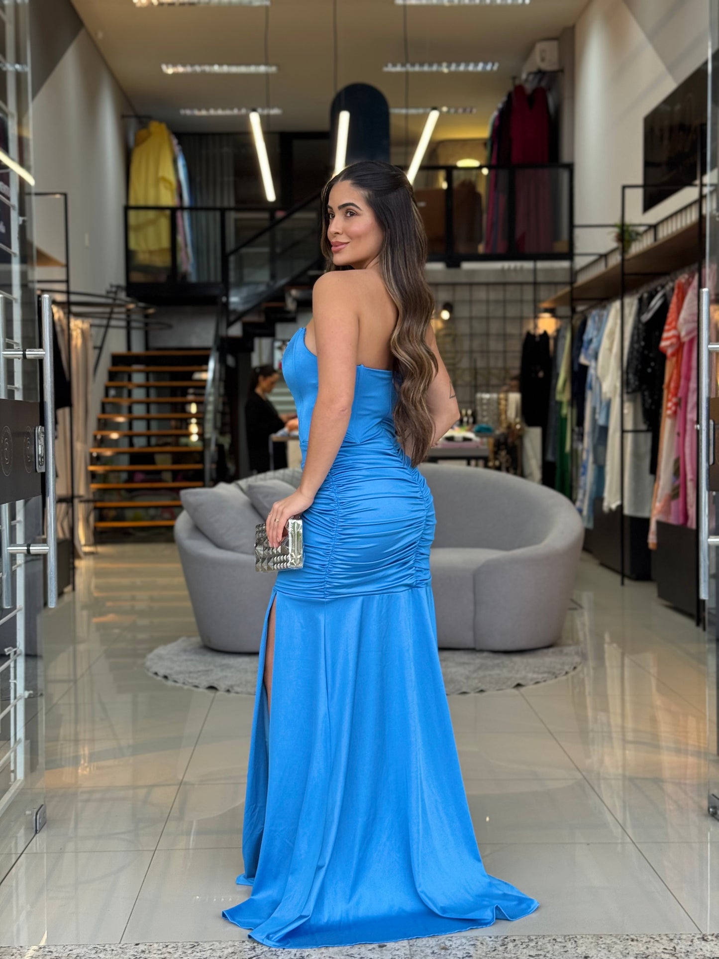 Vestido Longo Tomara que Caia Corset e Fenda