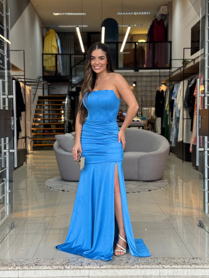Vestido Longo Tomara que Caia Corset e Fenda