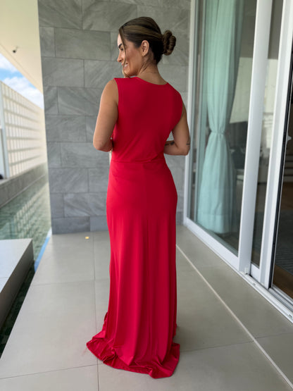 Vestido Longo detalhe Drapeado