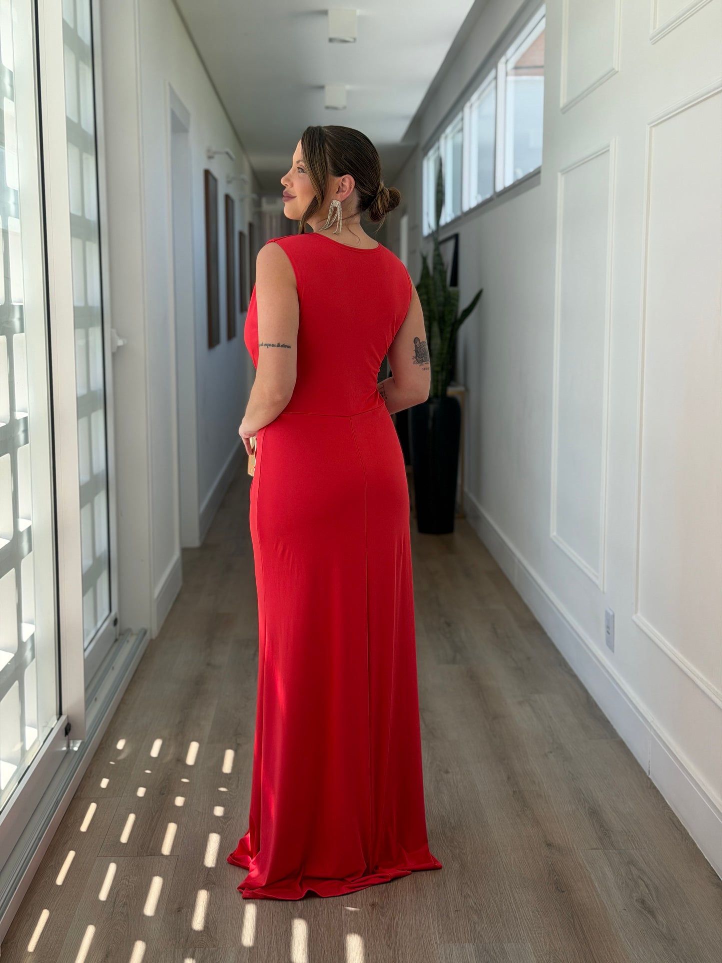Vestido Longo Karina detalhe Drapeado