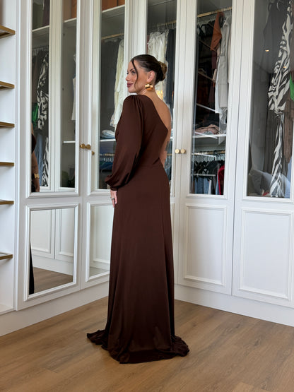 Vestido New Karina Um Ombro Só com Calda