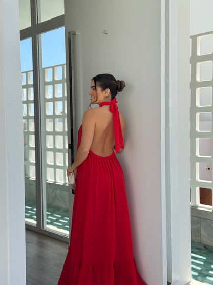 Vestido Gola Alta e Detalhe Gola