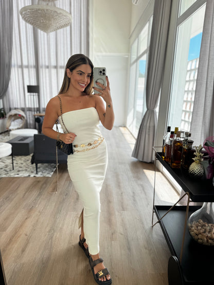 Vestido Tomara que Caia Canelado