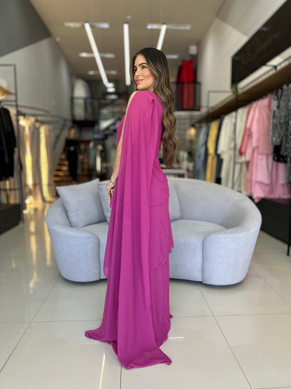 Vestido Longo Fluido de Um Ombro Só