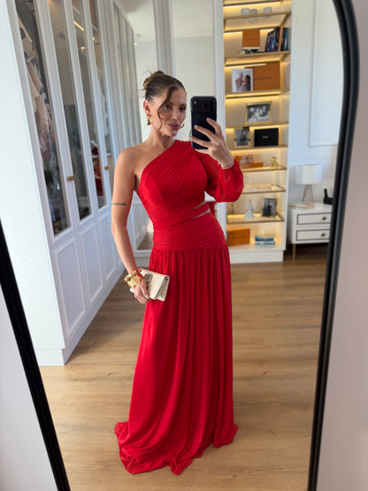 Vestido em tule recorte na lateral
