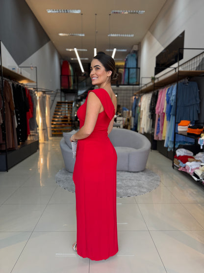 Vestido Um Ombro com Fenda