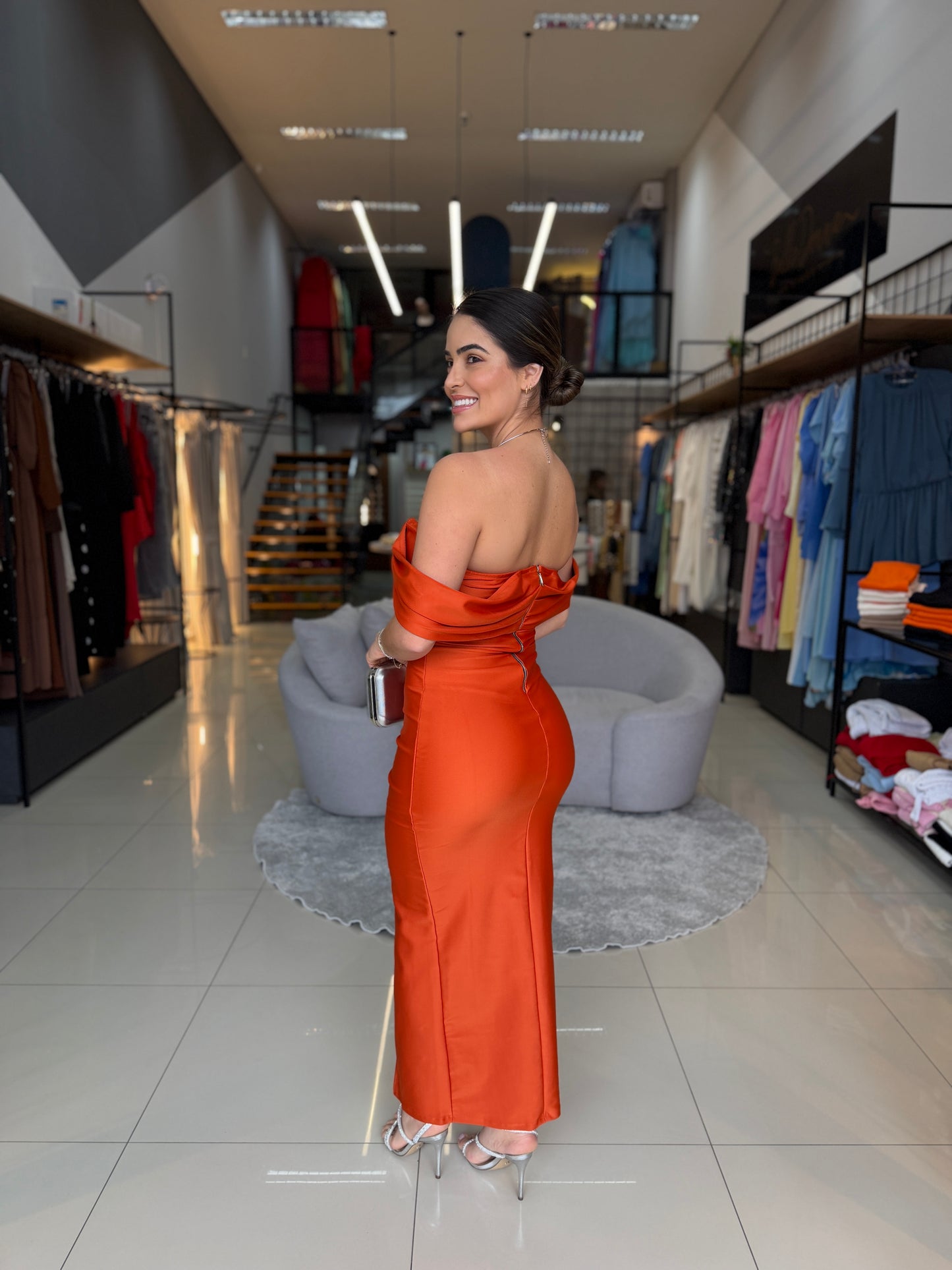 Vestido Ombro a Ombro Prada