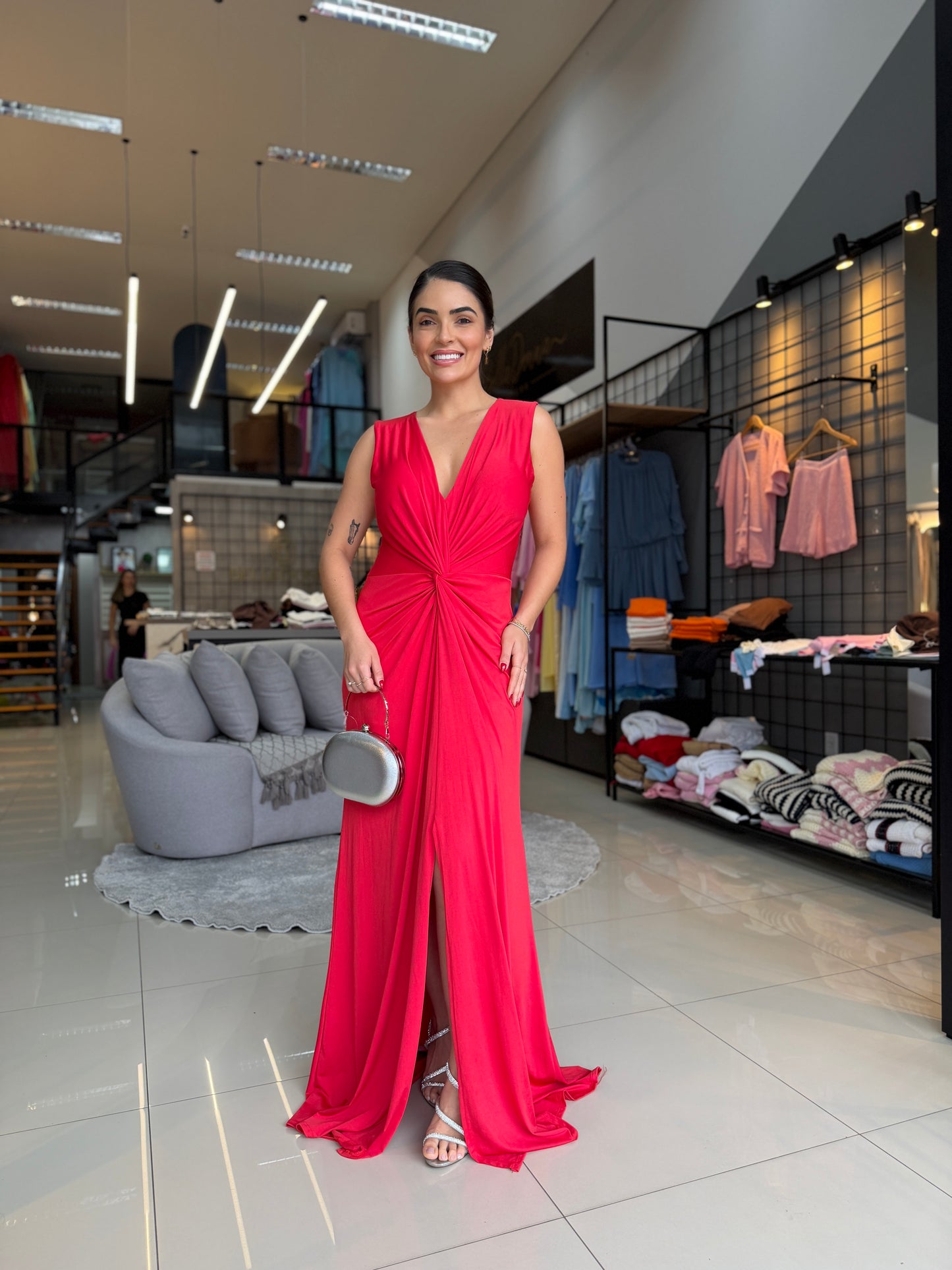 Vestido Longo detalhe Drapeado