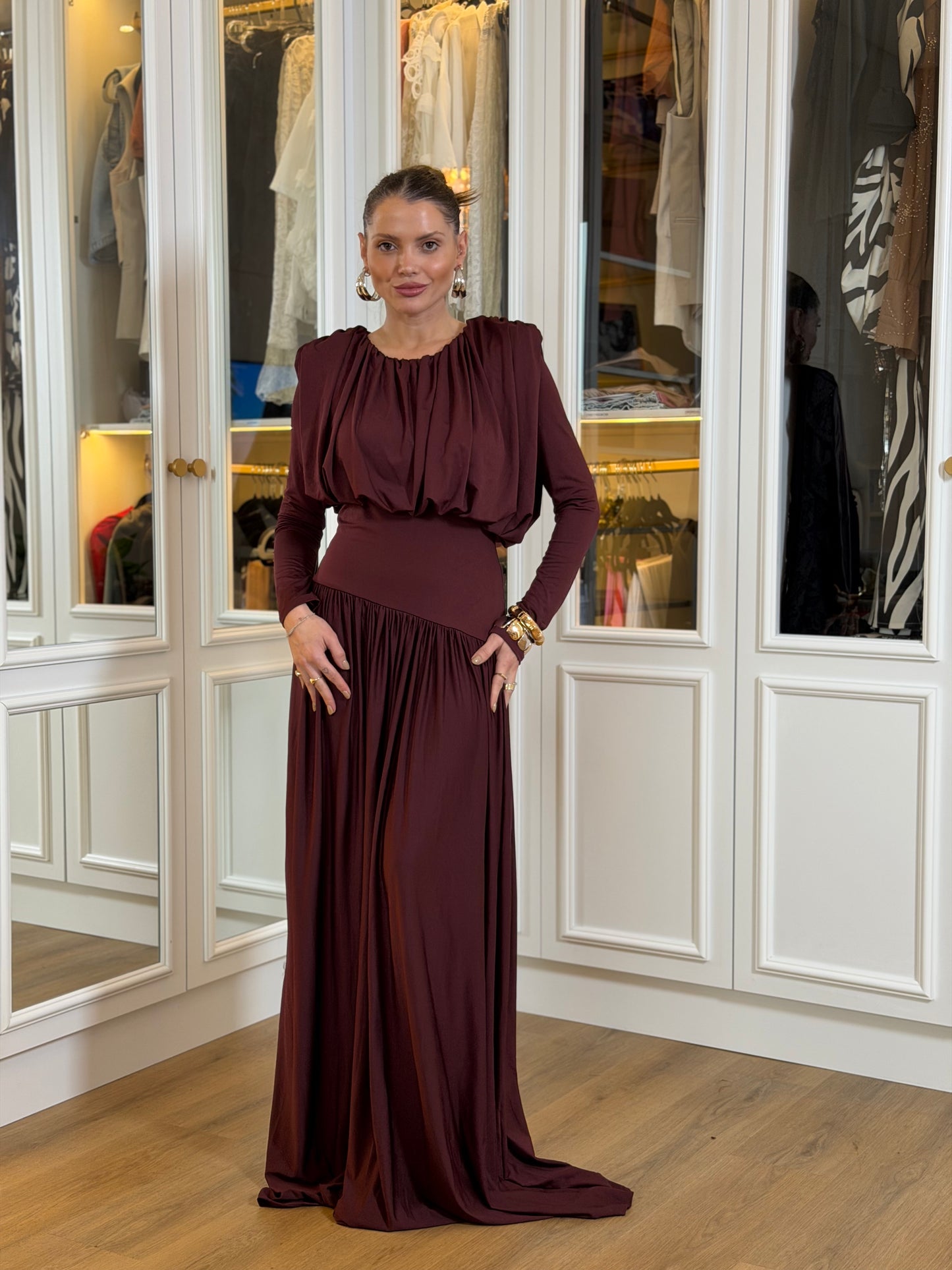 Vestido Longo Ombreiras Morgana