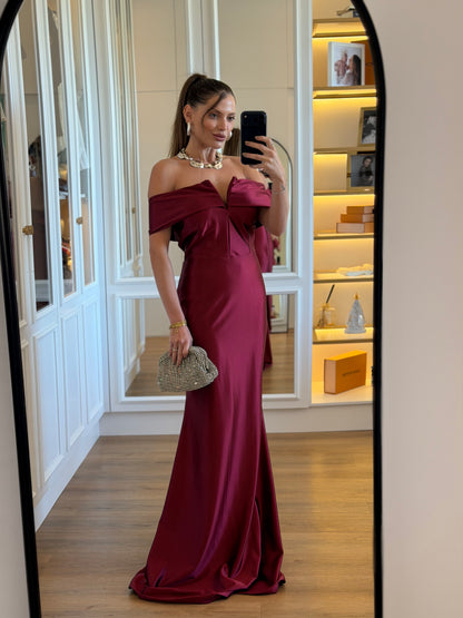 Vestido Longo Tecido Acetinado