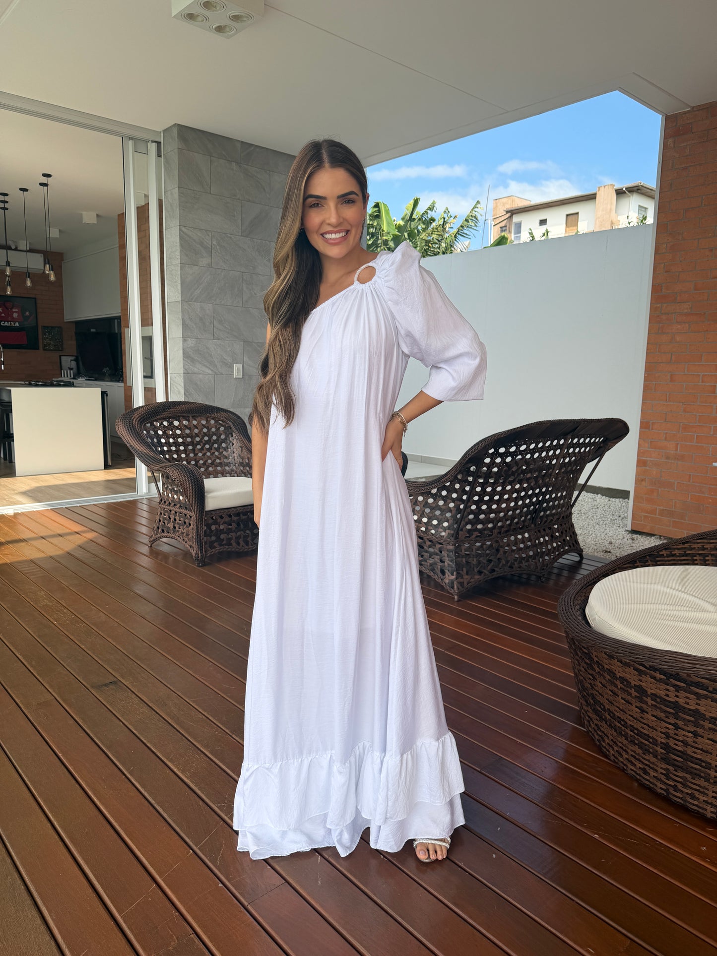 Vestido Longo Ombro Único