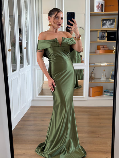 Vestido Longo Tecido Acetinado