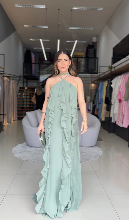 Vestido longo Babados