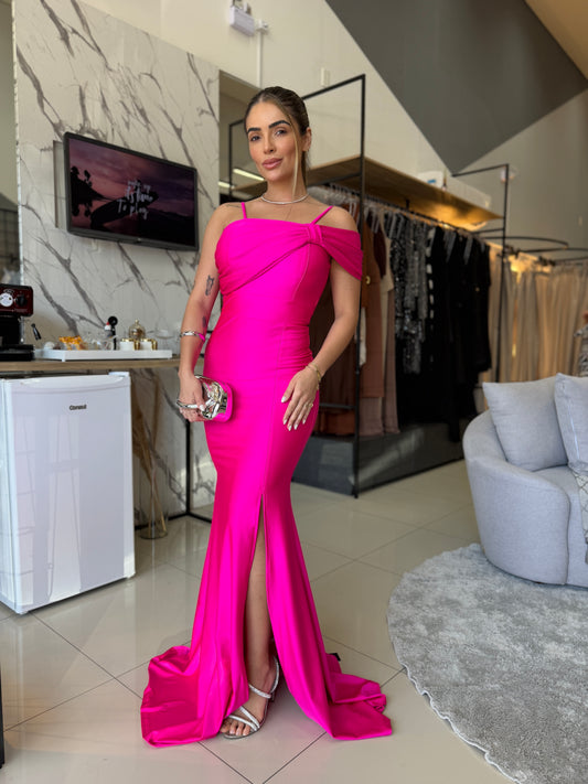 Vestido Longo Sereia com Detalhe no Ombro