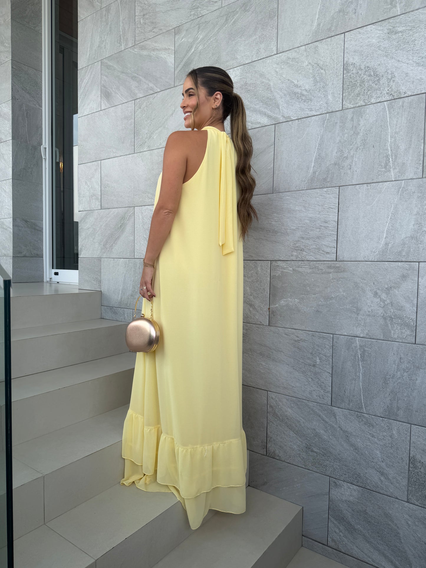 Vestido Gola Caimento Fluído