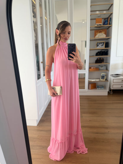 Vestido Gola Alta e Detalhe Gola