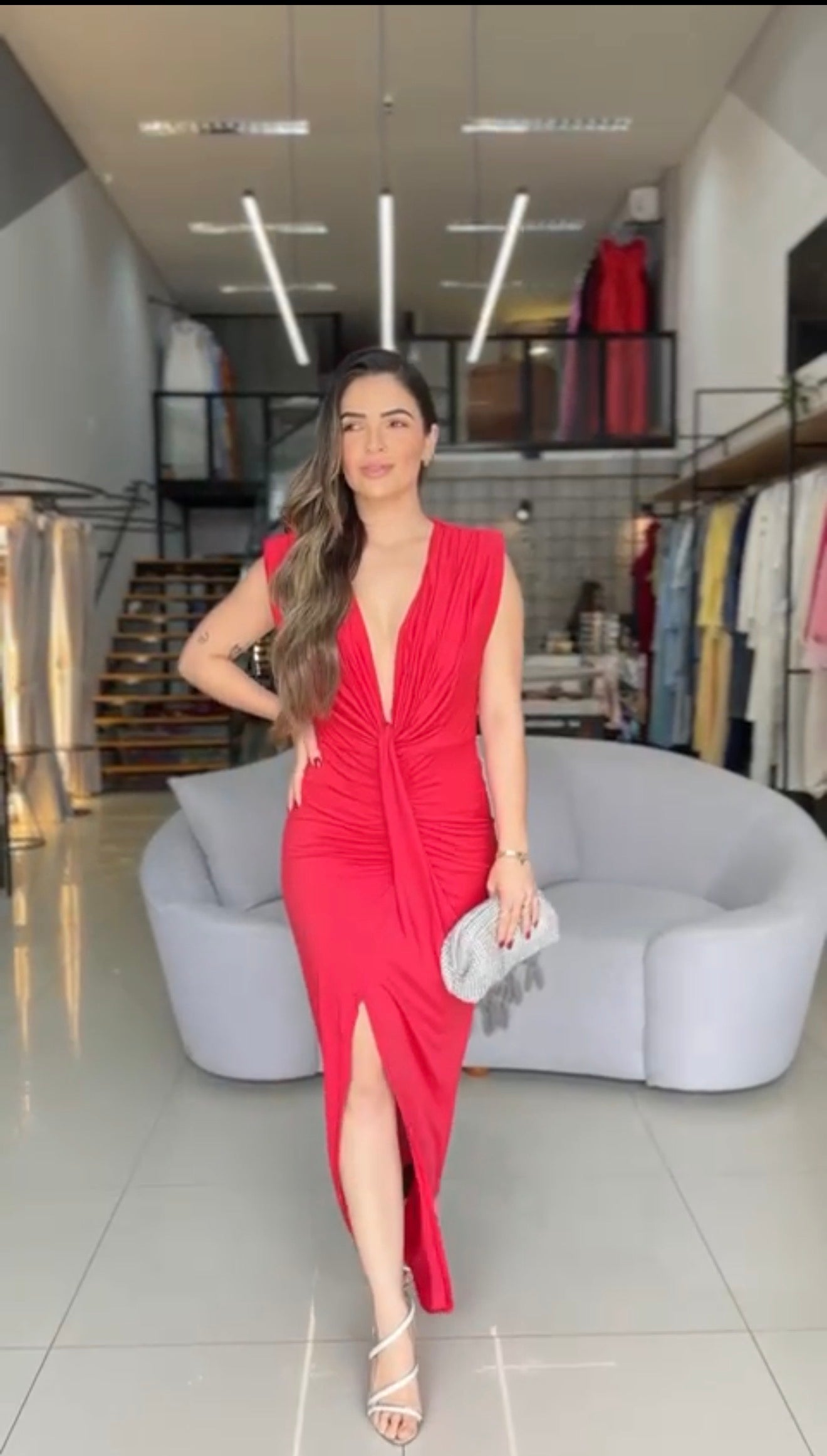 Vestdo midi Drapeado