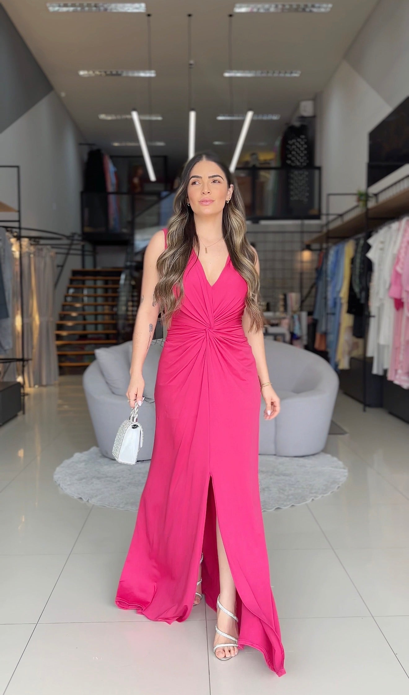 Vestido Longo detalhe Drapeado