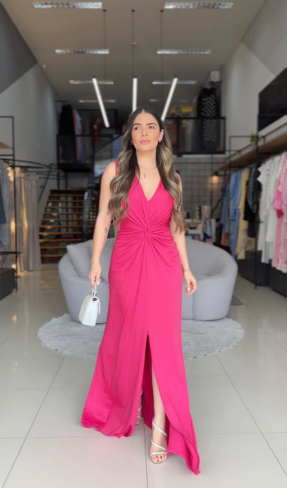 Vestido Longo detalhe Drapeado