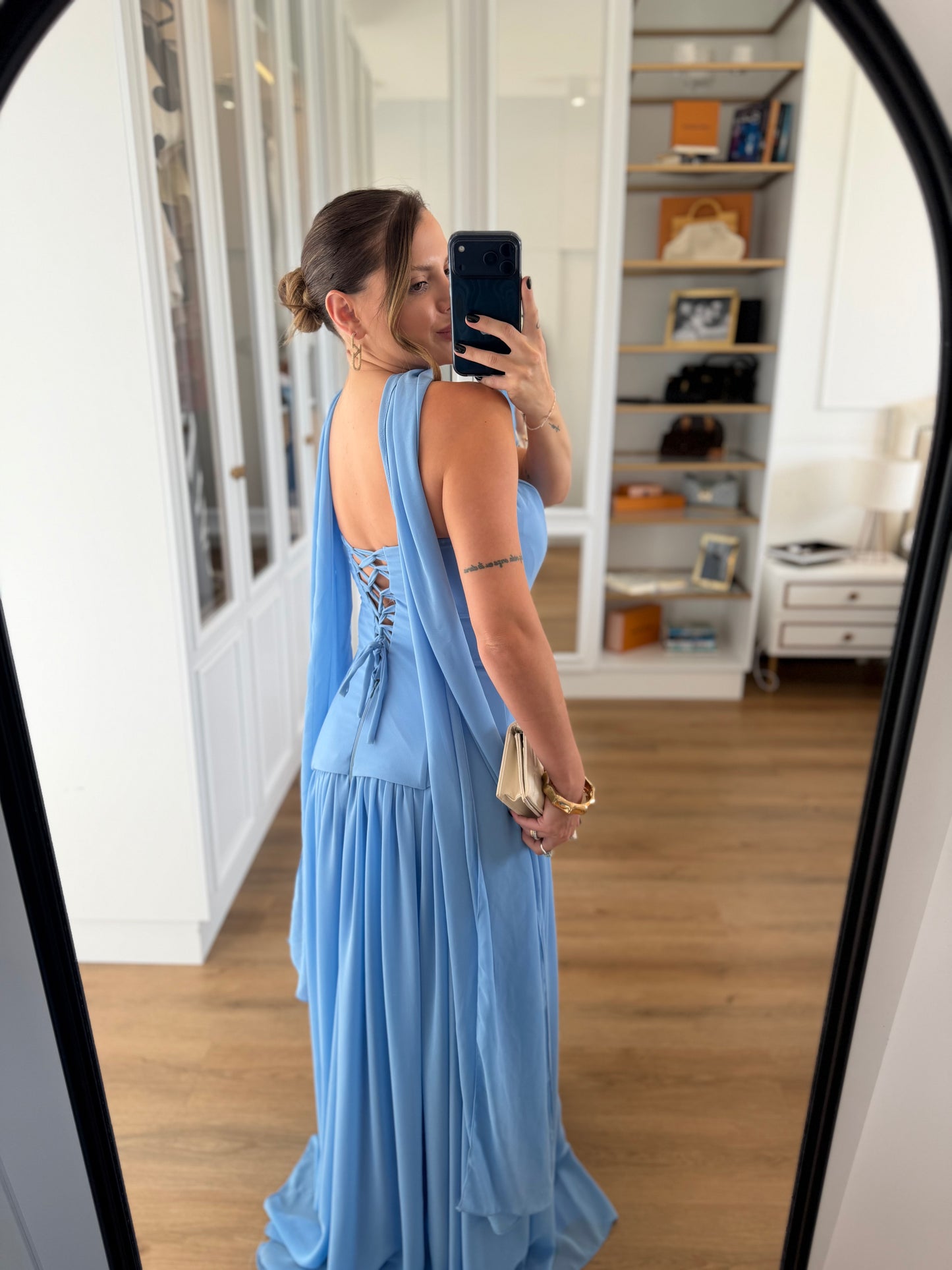 Vestido Longo Tomara que Caia com Fenda e Echarpe