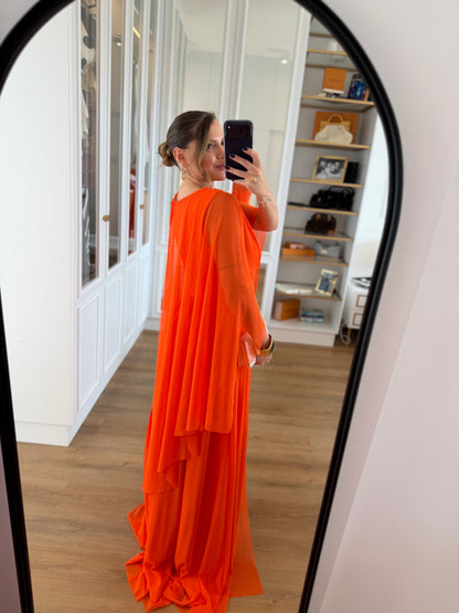 Vestido Longo em Tule com fenda