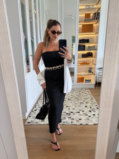 Vestido Tomara que Caia Canelado