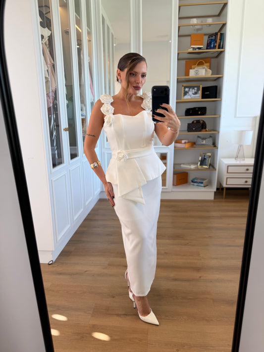 Vestido Midi Flor Alça