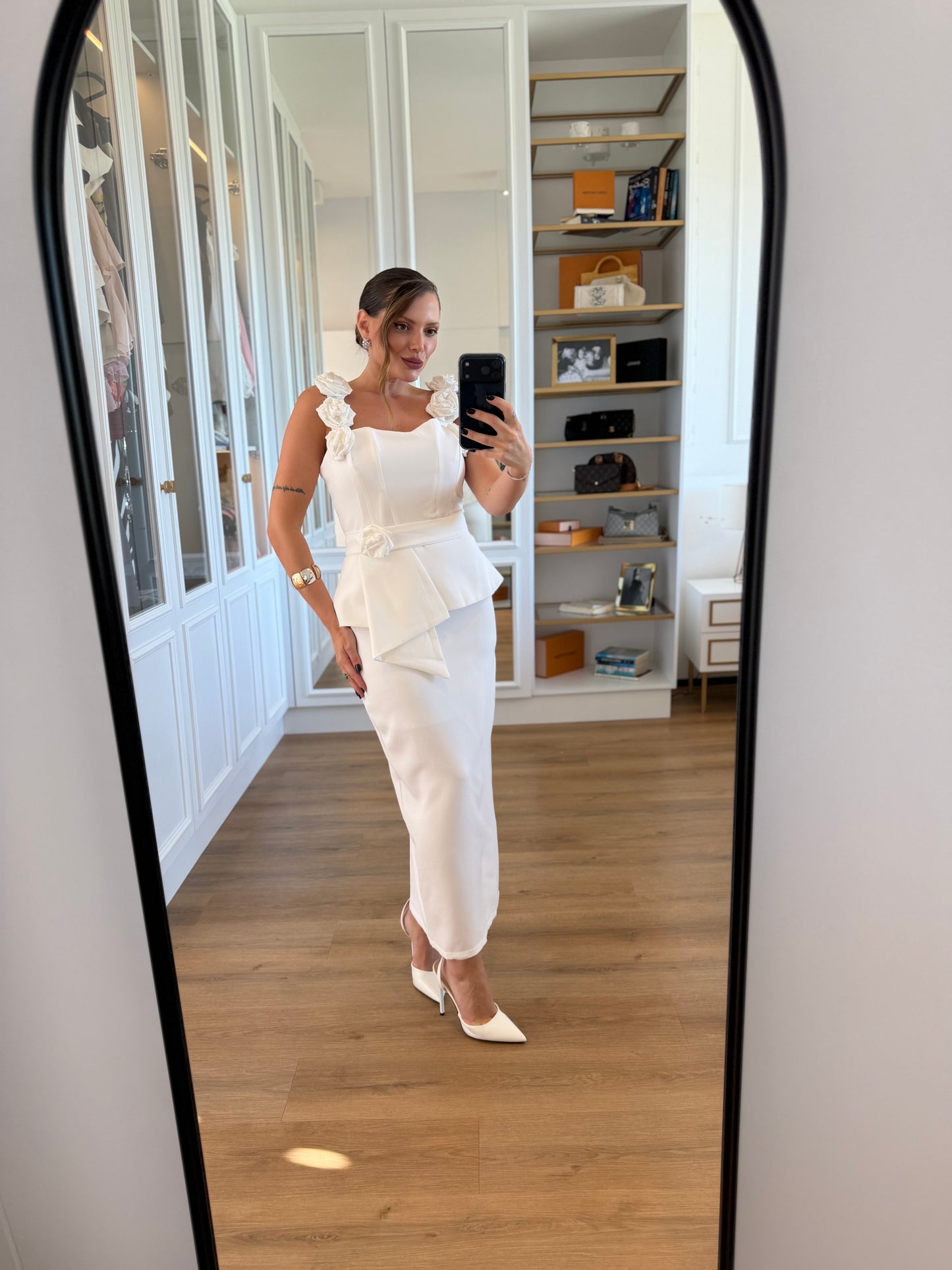 Vestido Midi Flor Alça