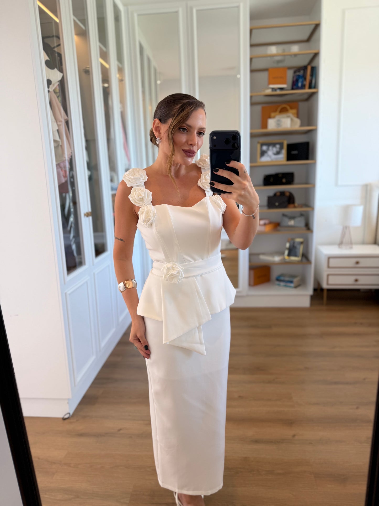 Vestido Midi Flor Alça