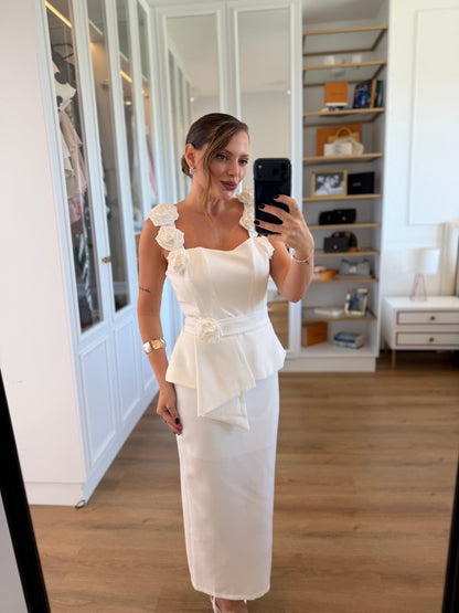 Vestido Midi Flor Alça