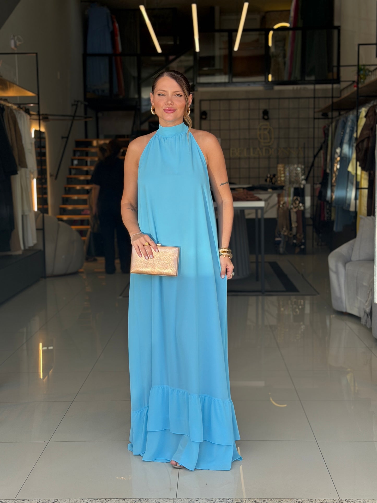 Vestido Gola Caimento Fluído