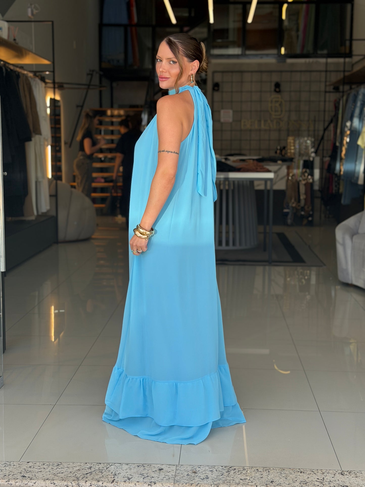 Vestido Gola Caimento Fluído