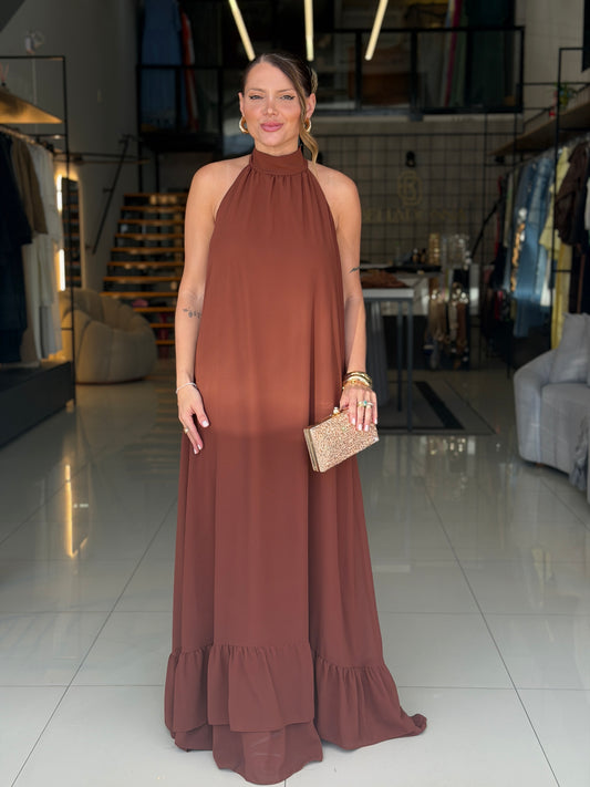 Vestido Gola Caimento Fluído
