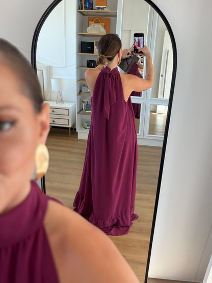 Vestido Sofia Frente Única com Babado na Barra