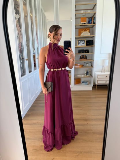 Vestido Sofia Frente Única com Babado na Barra