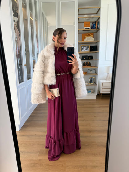 Vestido Sofia Frente Única com Babado na Barra