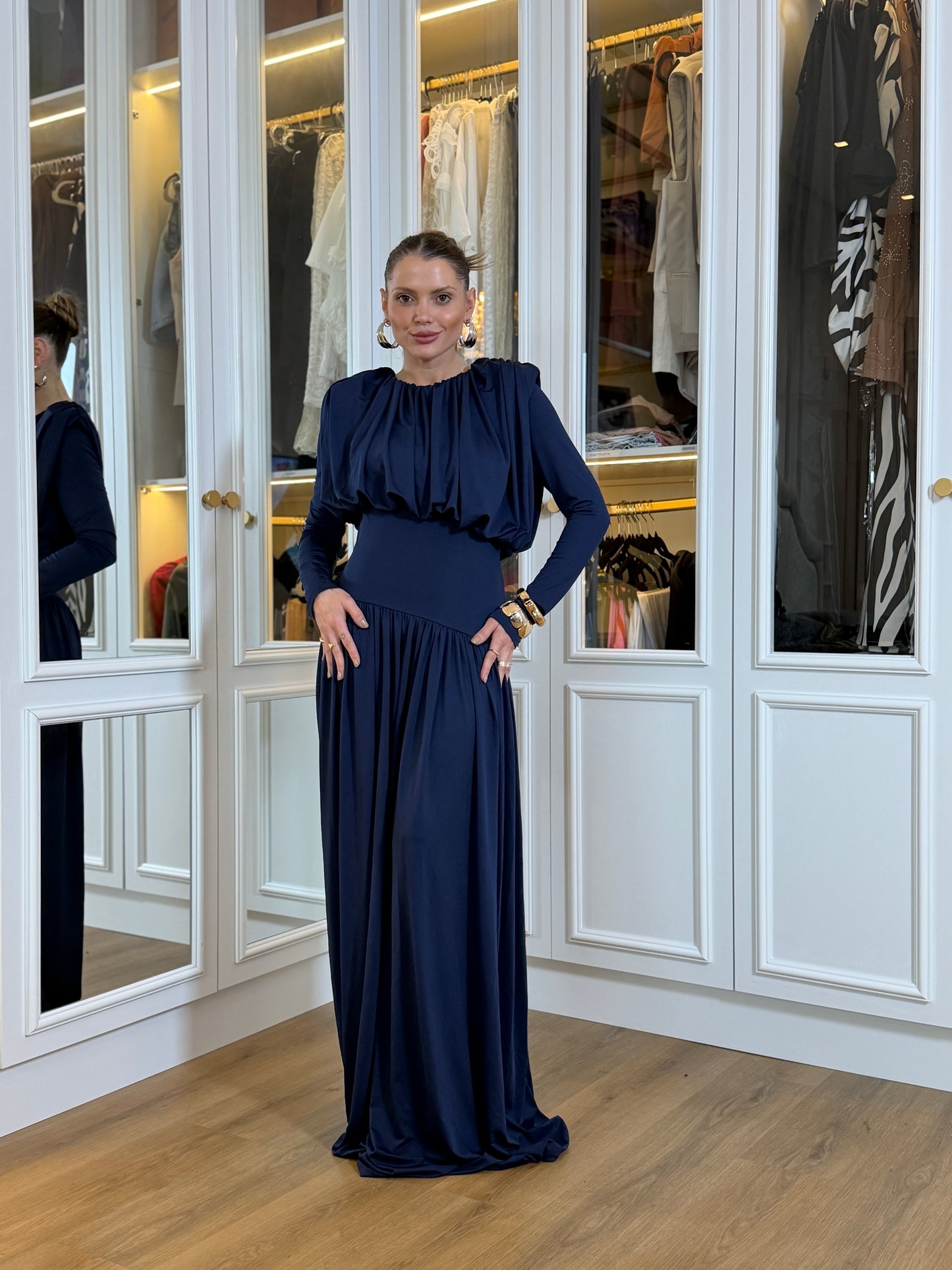 Vestido Longo Ombreiras Morgana