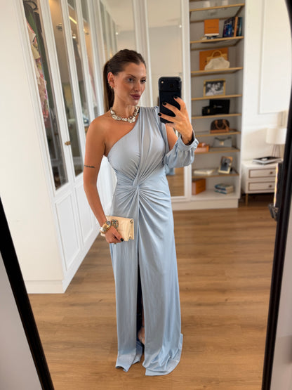 Vestido Karina Um Ombro Só com Manga longa