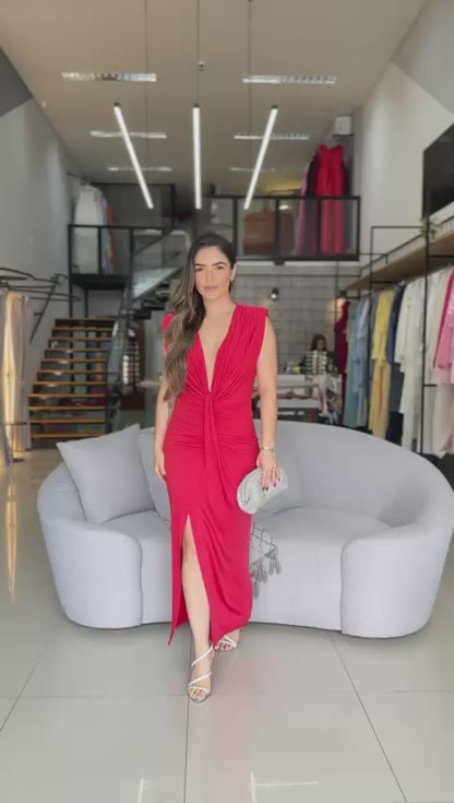 Vestdo midi Drapeado
