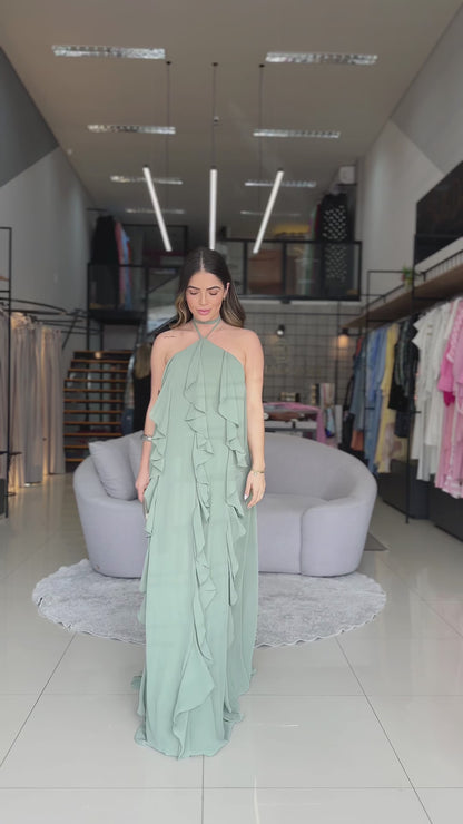 Vestido longo Babados