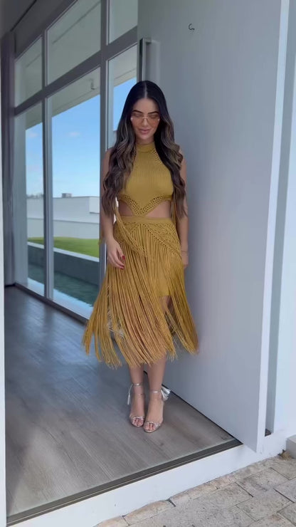 Vestido Franjas Cut Out